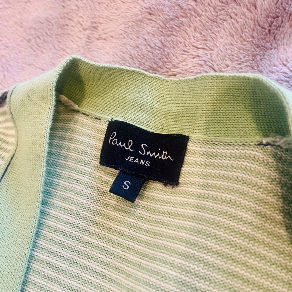 Paul Smith, Size S:  Light Green+ White Striped Sweater